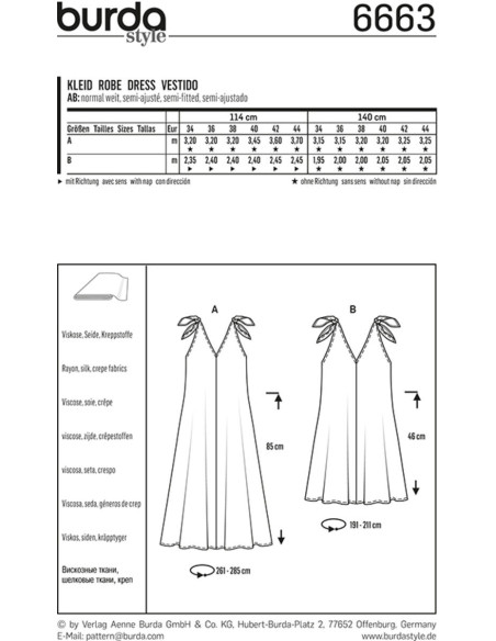 Kleid Schnittmuster - Burda 6663