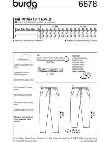 Hosenmuster - Burda 6678