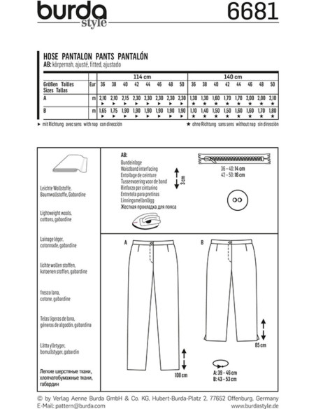 Hosenmuster - Burda 6681