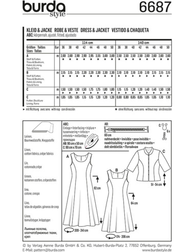 Kleid- und Jackenschnittmuster - Burda 6687
