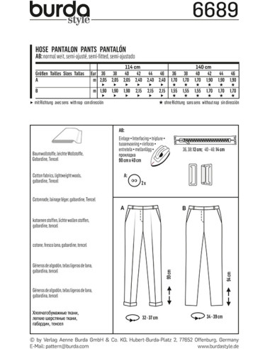 Hosenmuster - Burda 6689