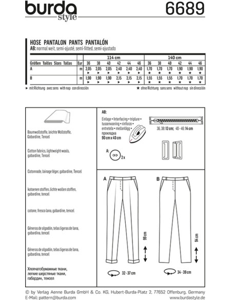 Hosenmuster - Burda 6689