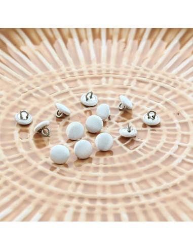 Bouton satin à queue mariage - Blanc