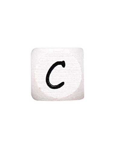 Perle lettre alphabet cube en bois blanc