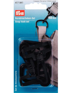 Set aus Kunststoffkarabinern 40 mm schwarz