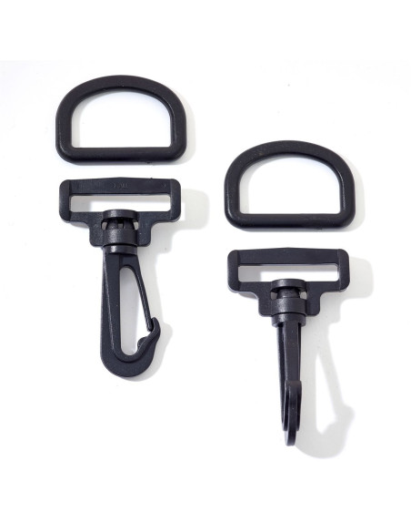 Set aus Kunststoffkarabinern 40 mm schwarz