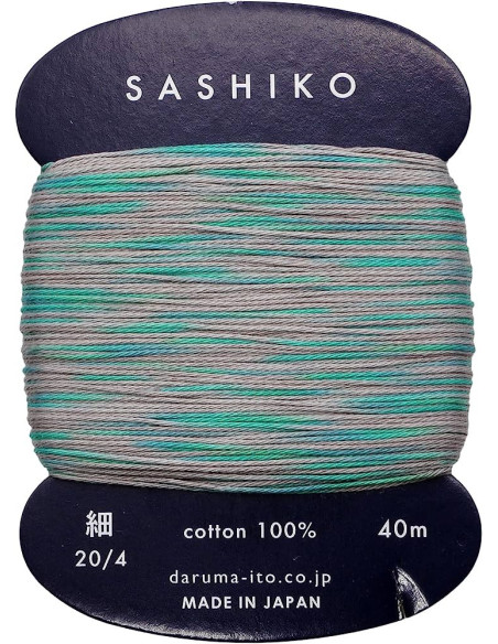 Daruma Kasuri Sashiko-Garn mehrfarbig 2 Farben 40 m