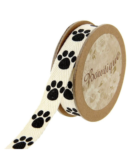 Baumwollband mit Tierpfoten - 15 mm x 5 m