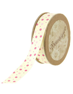 Grosgrainband mit rosa Punkten - 15 mm x 5 m