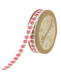 Satinband Erdbeeren - 10 mm x 5 m