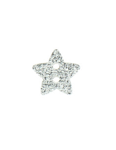 Zwei-Loch-Knopf Stern Glitzer - Silber 2