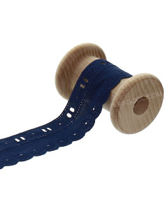 Englische Stickerei mit Durchzugsband - Marineblau