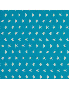 Baumwollstoff Sterne - Aqua Blau und Weiß