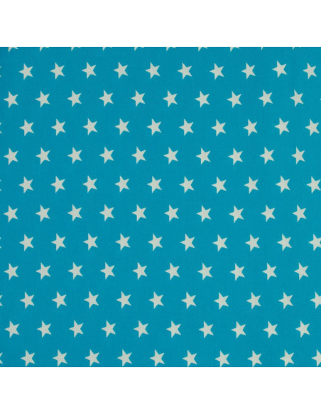 Baumwollstoff Sterne - Aqua Blau und Weiß