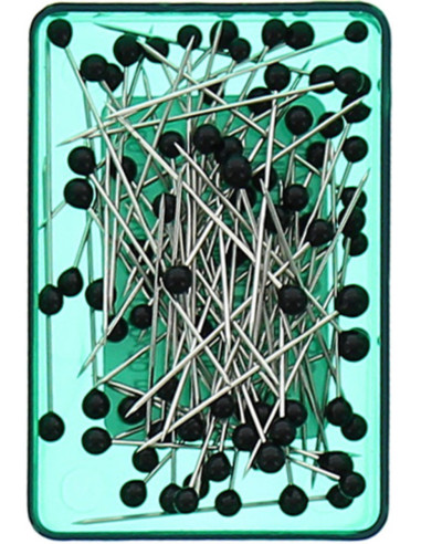 Schachtel mit 80 extra feinen Stecknadeln mit schwarzem Glaskopf Bohin