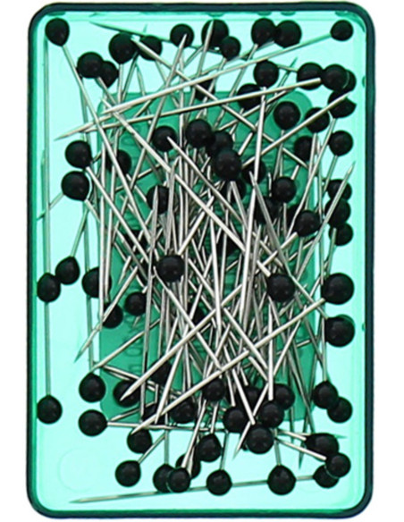 Schachtel mit 80 extra feinen Stecknadeln mit schwarzem Glaskopf Bohin