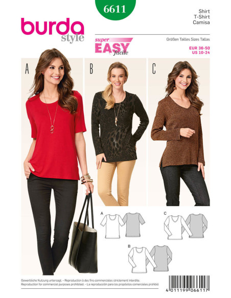 T-Shirt-Schnittmuster - Burda 6611