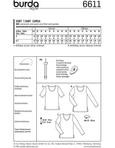 T-Shirt-Schnittmuster - Burda 6611