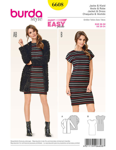 Jacken- & Kleider-Schnittmuster - Burda 6608