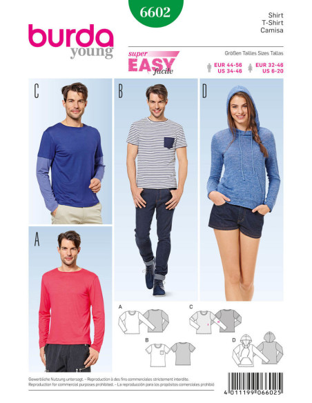 T-Shirt-Schnittmuster - Burda 6602