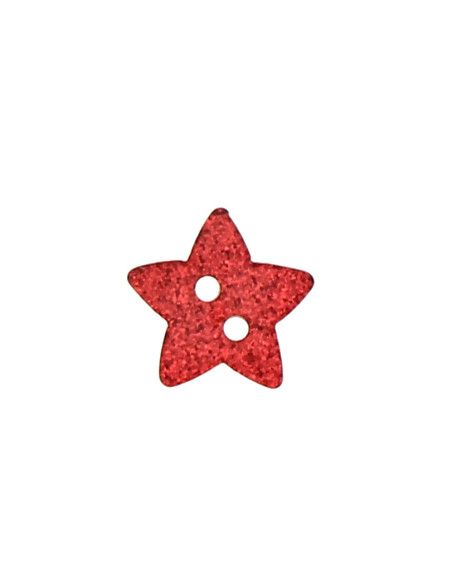 Bouton 2 trous étoile paillette - Rouge