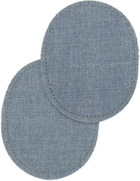 Paar aufbügelbare Ellbogen- und Knieflicken - Hellblaue Jeans