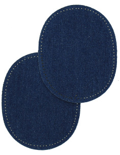 Paar aufbügelbare Ellbogen- und Knie-Patches - Jeans in blauem Denim