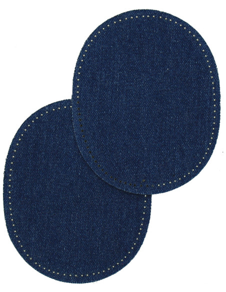 Paar aufbügelbare Ellbogen- und Knie-Patches - Jeans in blauem Denim