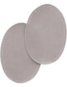 Paar aufbügelbare Ellbogen- und Knie-Patches - Imitation aus hellgrauem Wildleder