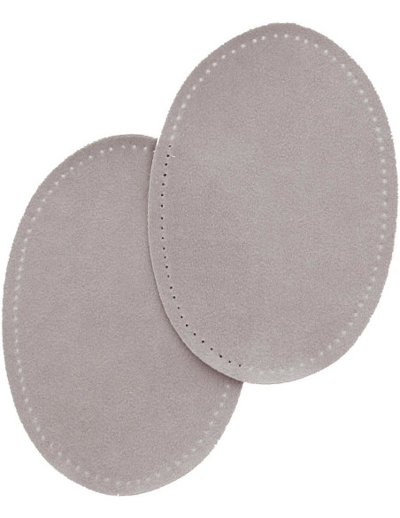 Paar aufbügelbare Ellbogen- und Knie-Patches - Imitation aus hellgrauem Wildleder