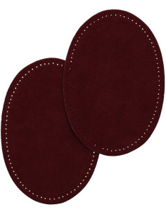 Paar aufbügelbare Ellbogen- und Knie-Patches - Bordeauxrote Wildlederimitation