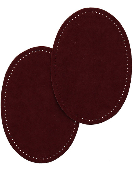 Paar aufbügelbare Ellbogen- und Knie-Patches - Bordeauxrote Wildlederimitation