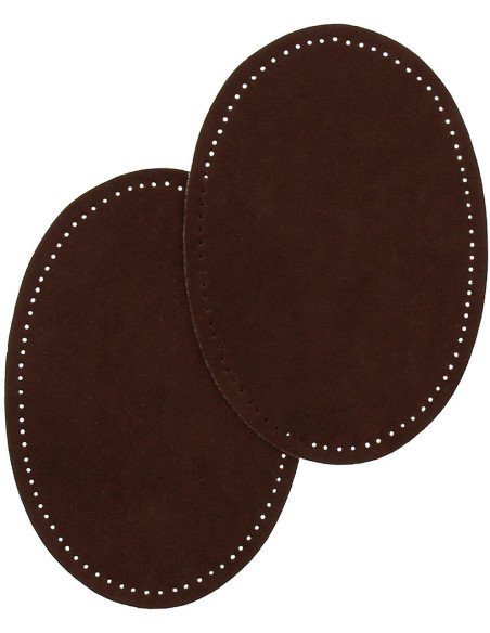 Paar aufbügelbare Ellbogen- und Knie-Patches - Dunkelbraune Wildleder-Imitation