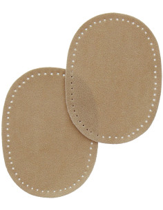 Mini-Paar aufbügelbare Ellbogen- und Knie-Patches - Imitation Wildleder Beige