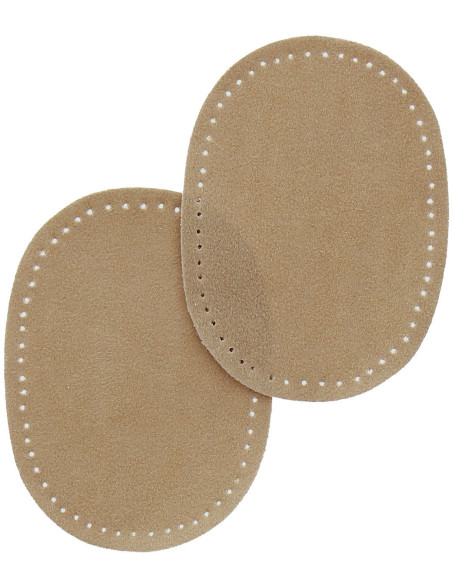 Mini-Paar aufbügelbare Ellbogen- und Knie-Patches - Imitation Wildleder Beige