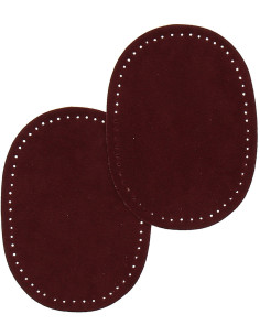 Mini-Paar aufbügelbare Ellbogen- und Knie-Patches - Bordeauxrote Wildlederimitation