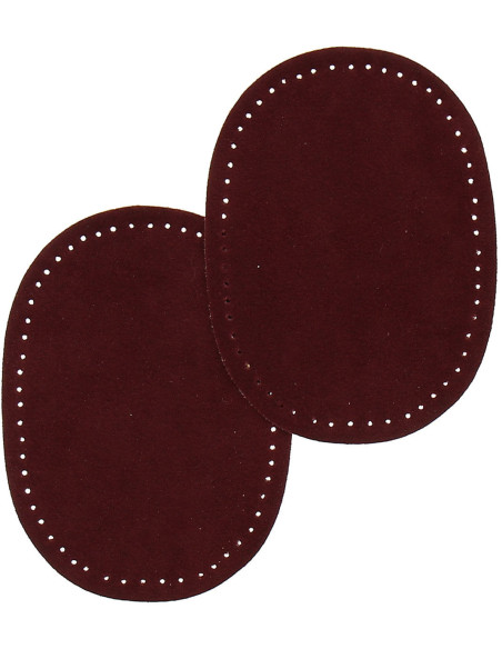 Mini-Paar aufbügelbare Ellbogen- und Knie-Patches - Bordeauxrote Wildlederimitation