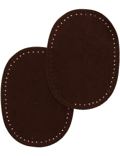 Mini-Paar aufbügelbare Ellbogen- und Knie-Patches - Dunkelbraune Wildleder-Imitation
