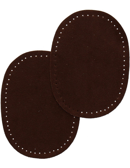 Mini-Paar aufbügelbare Ellbogen- und Knie-Patches - Dunkelbraune Wildleder-Imitation