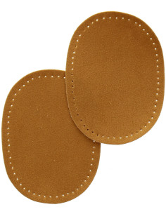 Mini-Paar aufbügelbare Ellbogen- und Knie-Patches - Imitation Karamell-Wildleder
