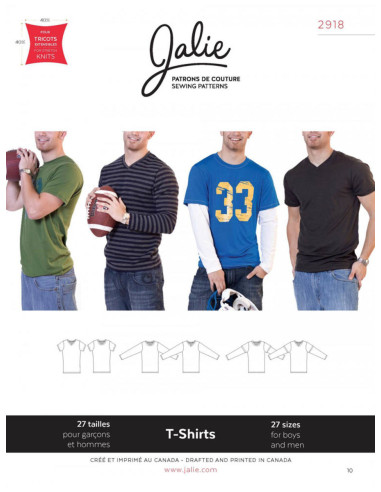 Herren-T-Shirt-Schnittmuster - Jalie 2918