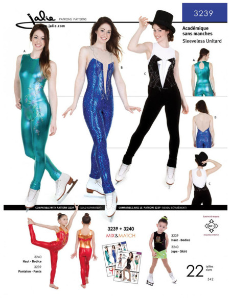 Ärmelloses Unitard-Muster (akademisch) - Jalie 3239