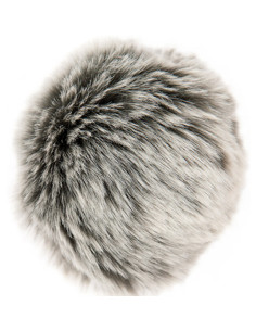 Kunstfellbommel 10 cm - Premium Grau und Ecru