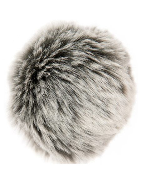 Kunstfellbommel 10 cm - Premium Grau und Ecru