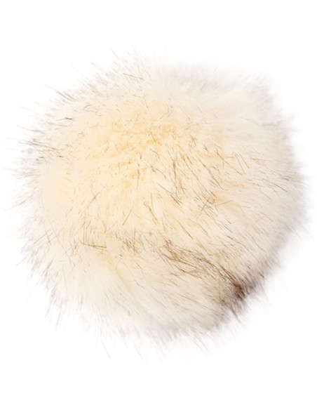 Kunstfellbommel 10 cm - Premium Creme und Schwarz