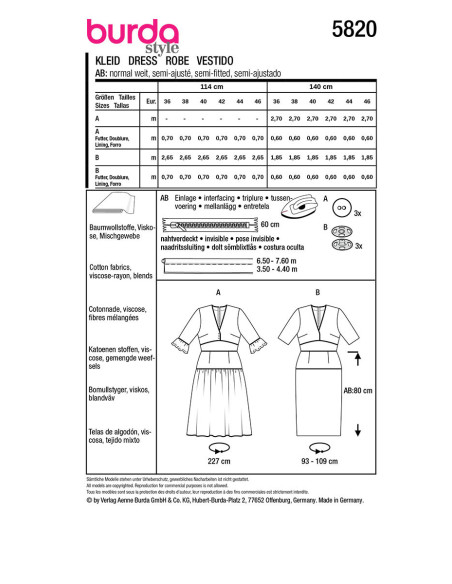 Kleid Schnittmuster - Burda 5820