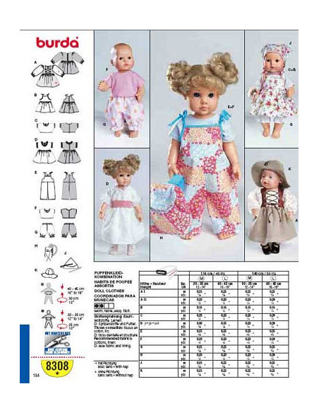 Passende Puppenkleider-Schnittmuster - Burda 8308