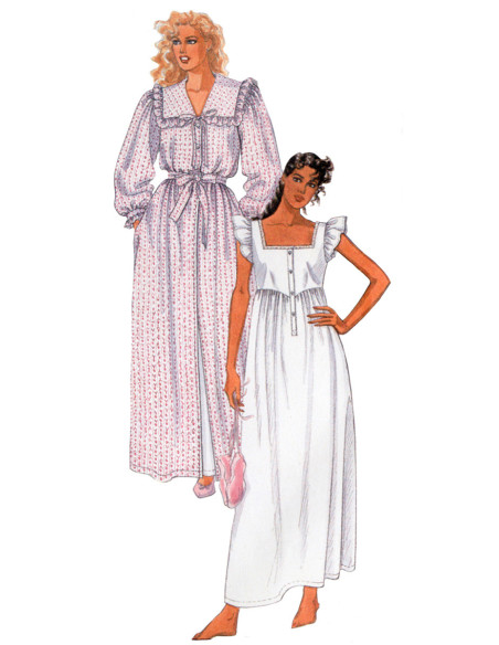 Bademantel-Schnittmuster, Bindegürtel und Nachthemd - McCall's 8381