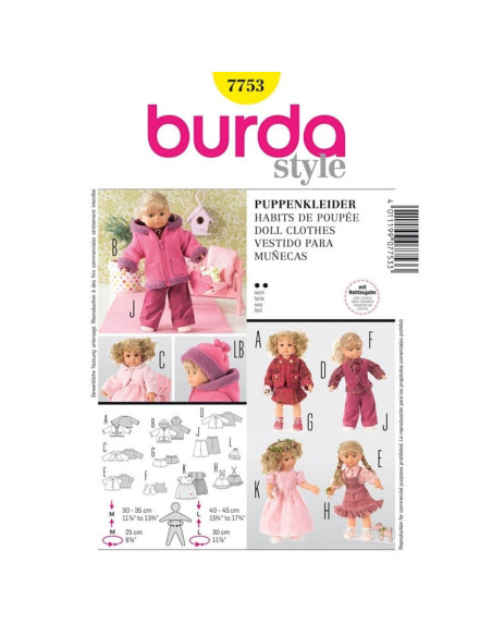 Puppenkleider-Schnittmuster - Burda 7753