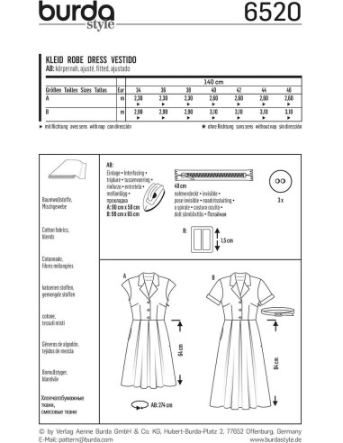 Kleid Schnittmuster - Burda 6520
